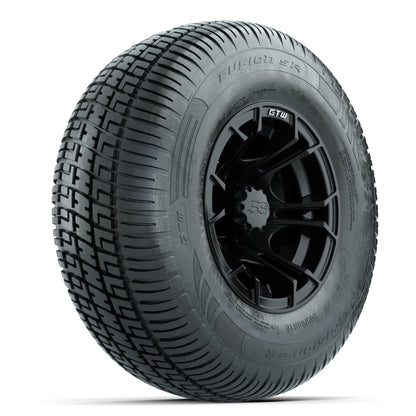 GTW Spyder Matte Black 10 in Wheels with 205/65-R10 Fusion SR Steel Belted Radial Tires - Full Set
