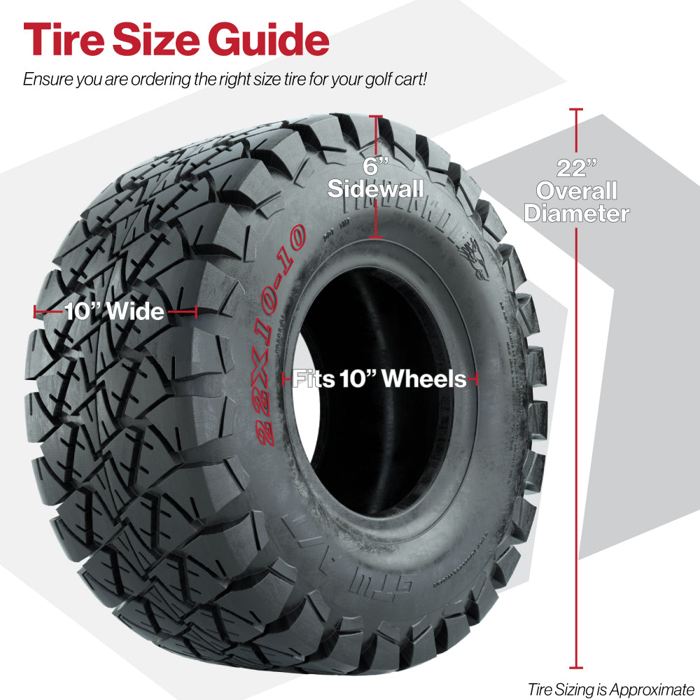 GTW Spyder Silver Brush 10 in Wheels with 22x10-10 Timberwolf All Terrain Tires – Full Set