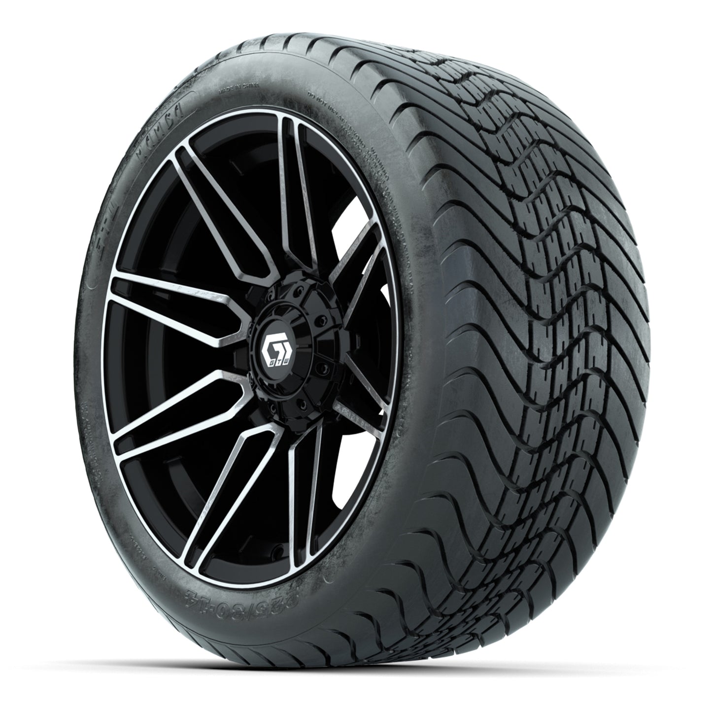 GTW Stealth Black/Machined 14 in Wheels with 225/30-14 Mamba Street Tires – Full Set