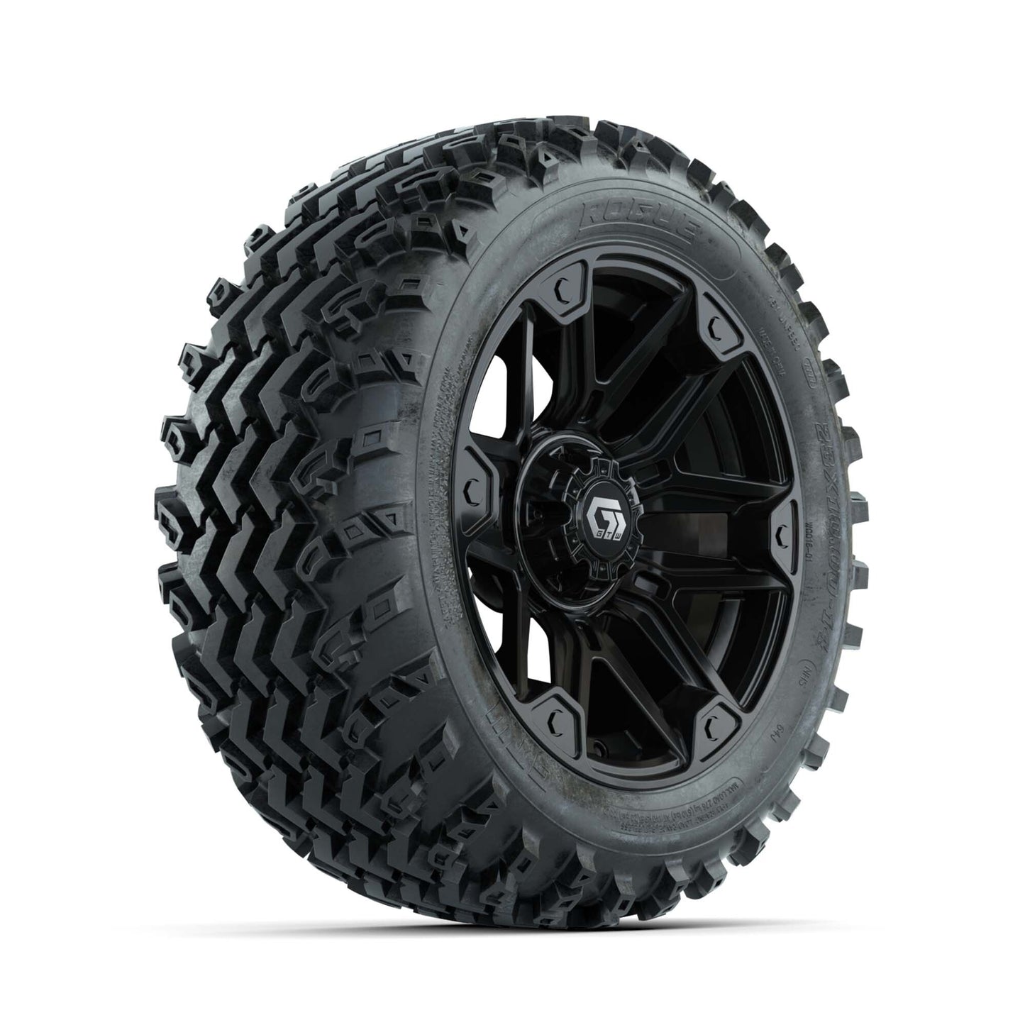 GTW® Graffiti Gloss Black 14 in Wheels with 23X10.00-14 Rogue All-Terrain Tires – Full Set