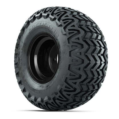 Set of (4) 10 in Matte Black Steel Offset Wheels with 22x11-10 Predator All Terrain Street Tires