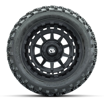 GTW® Barricade Black 14 in Wheels with 23X10-14 Rogue All-Terrain Tires – Full Set