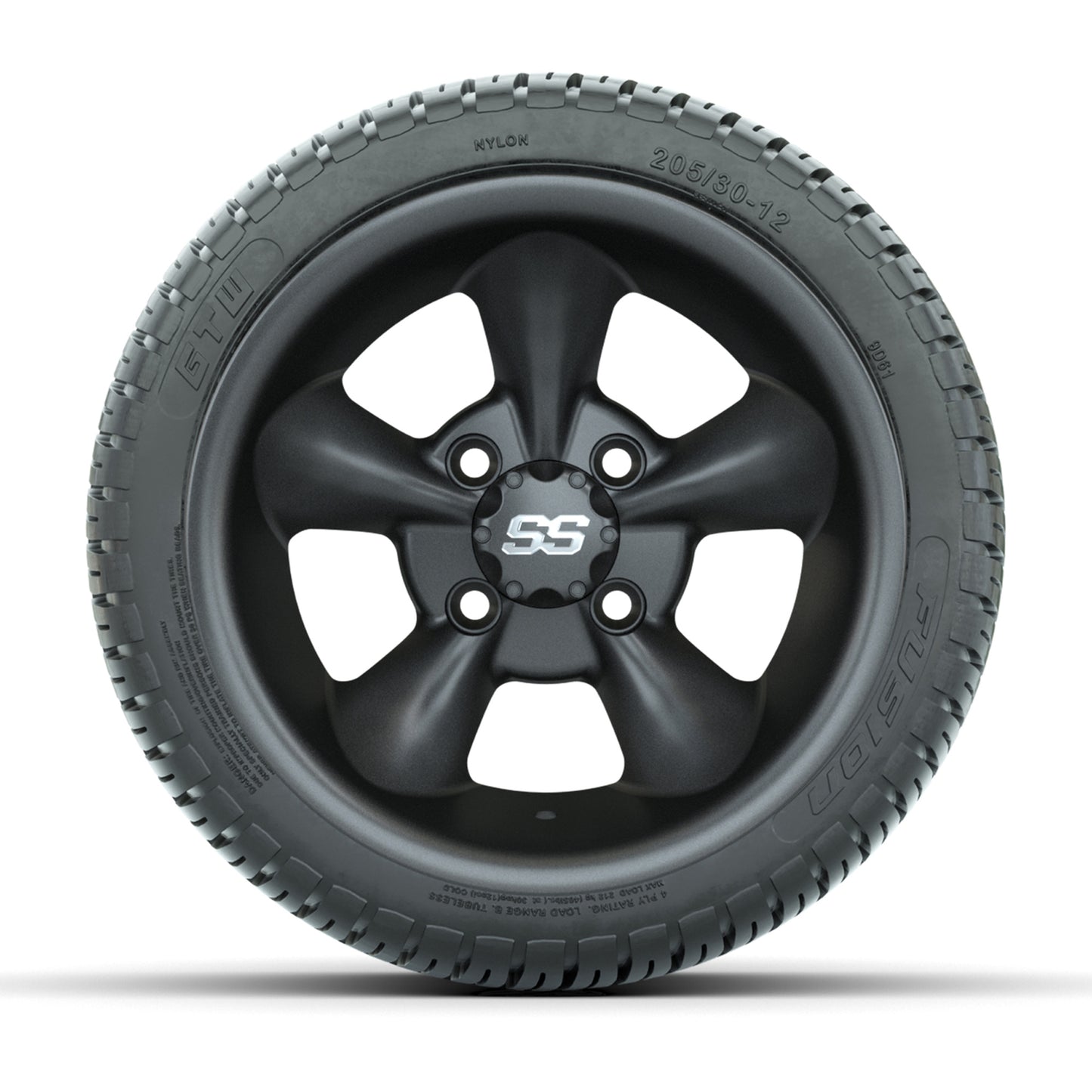 GTW® Godfather Matte Gray 12 in Wheels with 205/30-12 Fusion Street Tires – Full Set