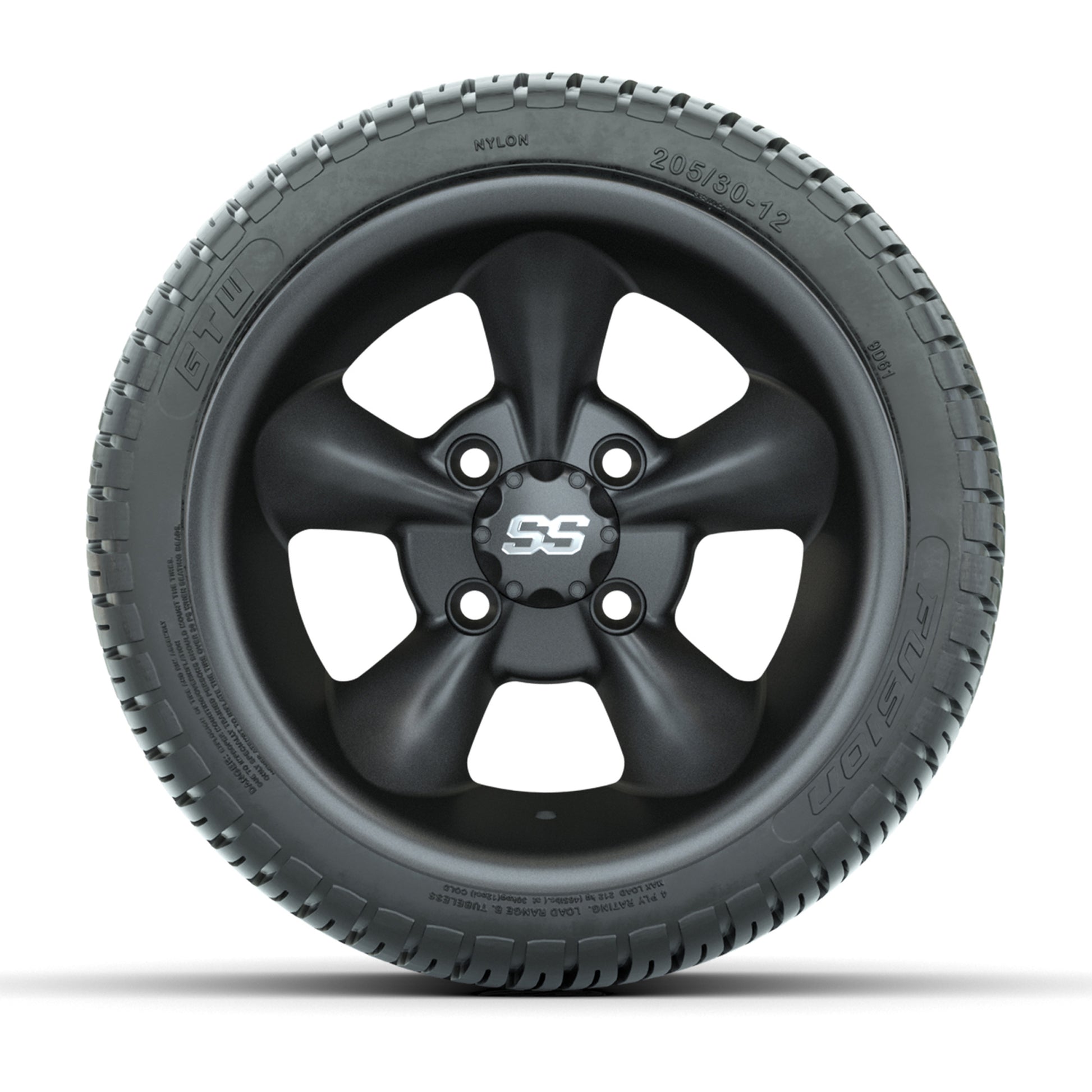 GTW® Godfather Matte Gray 12 in Wheels with 205/30-12 Fusion Street Tires – Full Set
