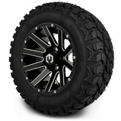 MODZ® 12" Mauler Glossy Black with Ball Mill Wheels & Off-Road Tires Combo
