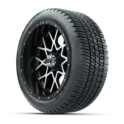 GTW® Vortex 2 Matte Black/Machined 14 in Wheels with 205/30-R14 Fusion Street Tires – Full Set