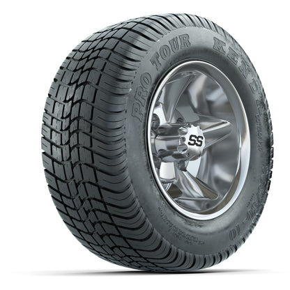 GTW Godfather Chrome 10 in Wheels with 205/50-10 Kenda Pro Tour Street Tires – Full Set