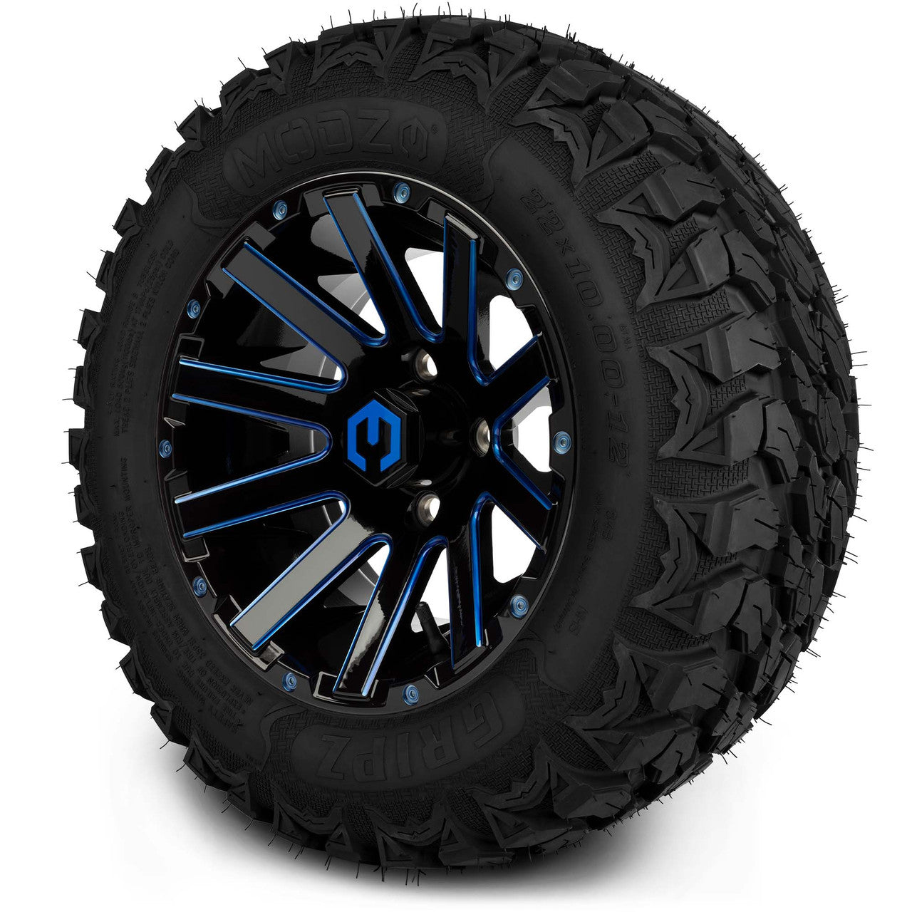 MODZ® 12" Mauler Blue and Black with Ball Mill Wheels & Off-Road Tires Combo