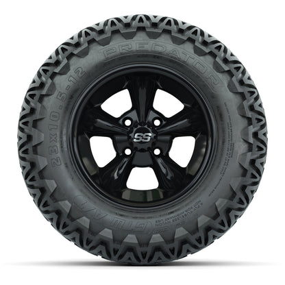 GTW® Godfather Black 12 in Wheels with 23X10.5-12 Predator All-Terrain Tires – Full Set