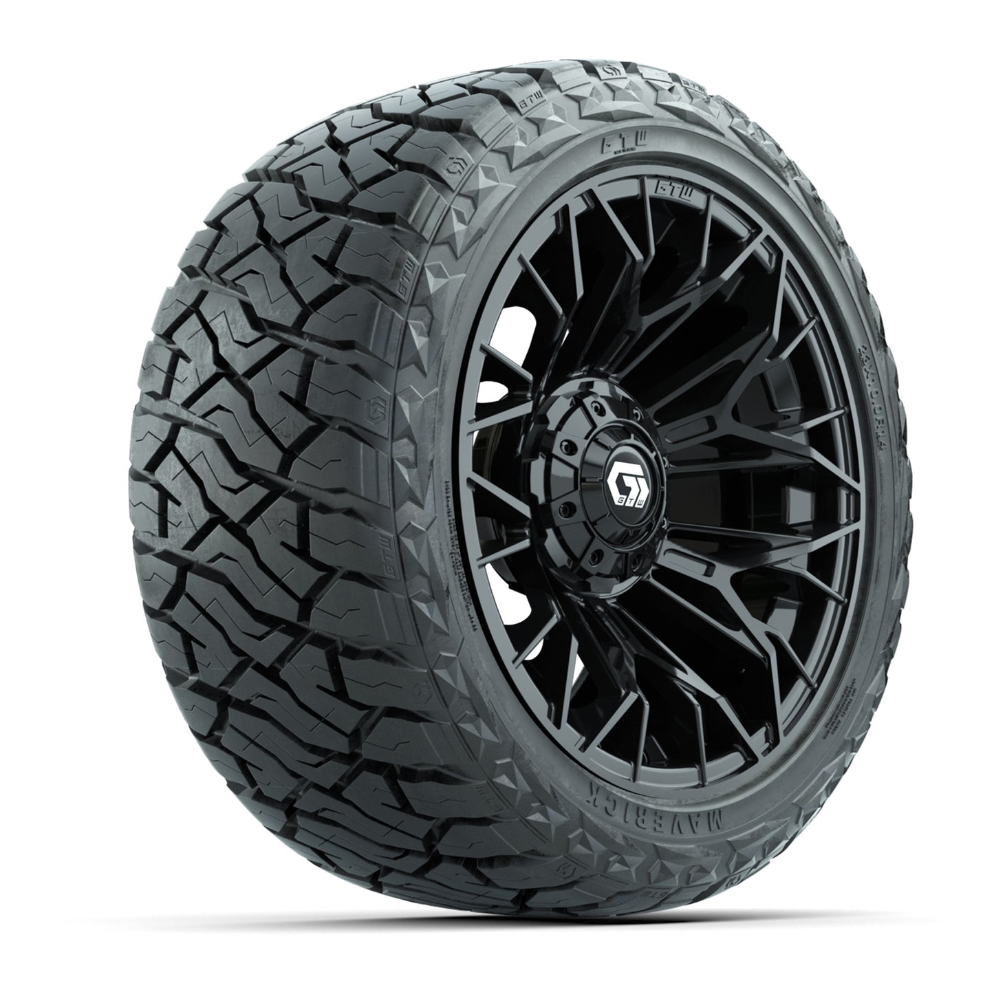 GTW Stellar Matte Black 14 in Wheels with 23x10.00-R14 Maverick All-Terrain Tires – Full Set