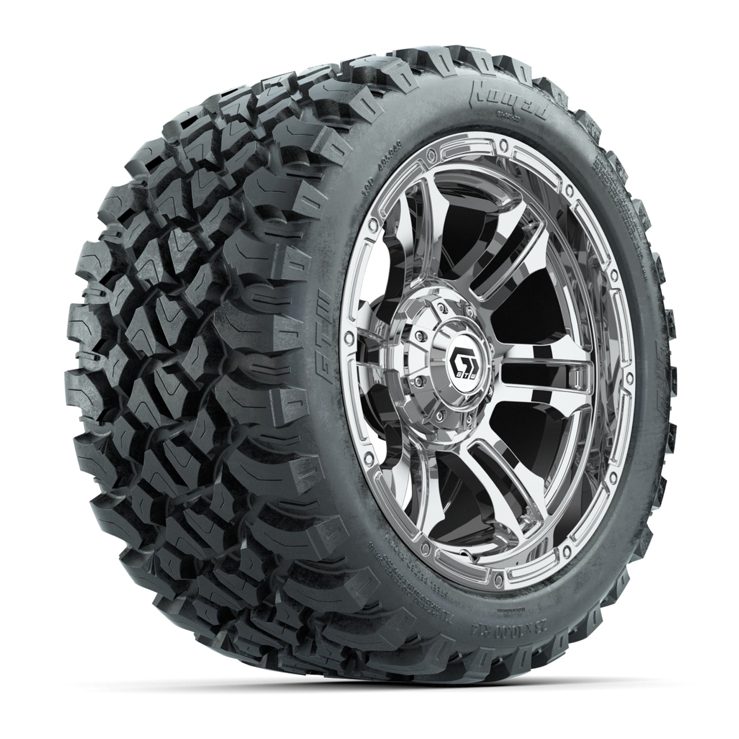 GTW® Shogun Chrome 14 in Wheels with 23X10-R14 Nomad Steel Belt Radial All-Terrain Tires - Full Set