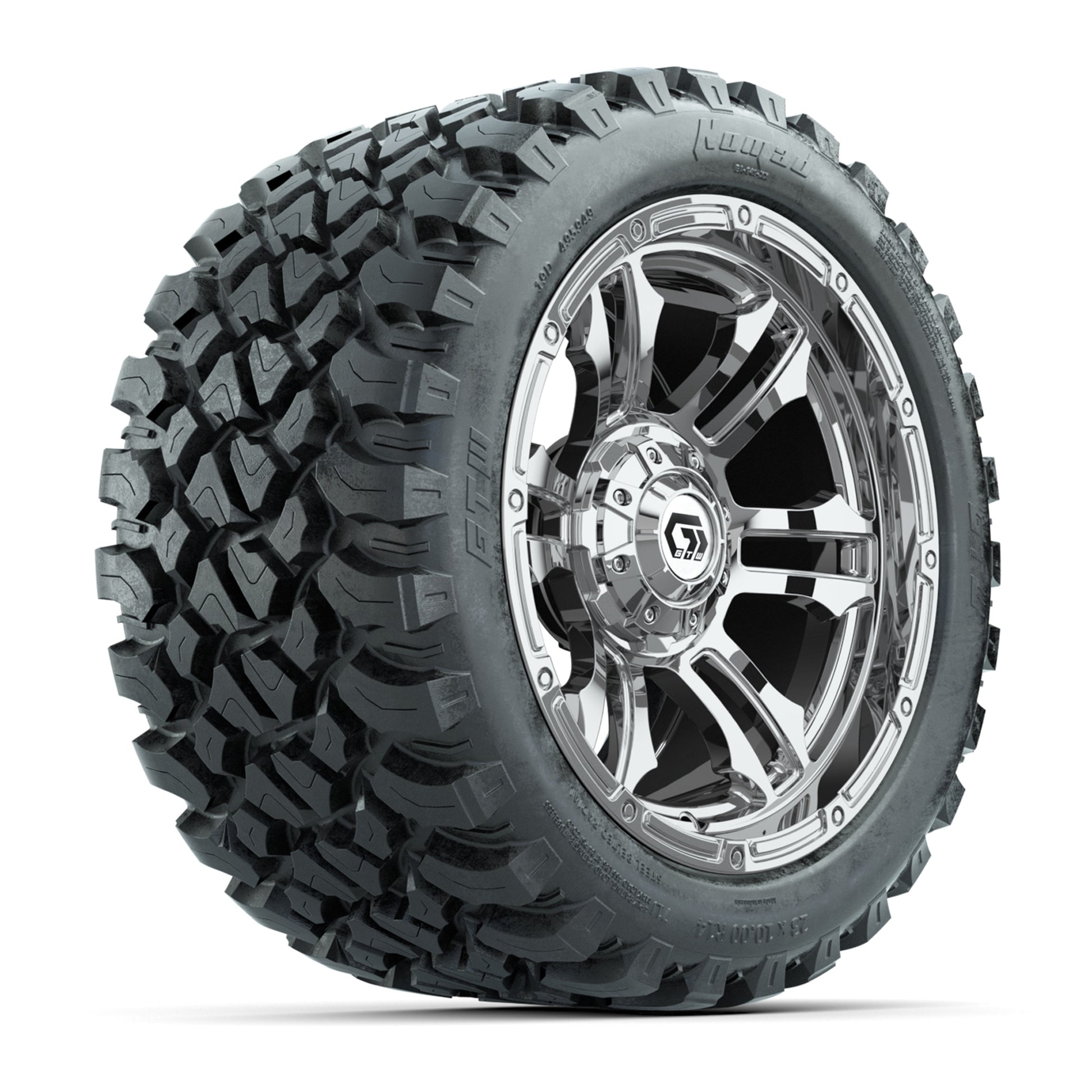 GTW® Shogun Chrome 14 in Wheels with 23X10-R14 Nomad Steel Belt Radial All-Terrain Tires - Full Set