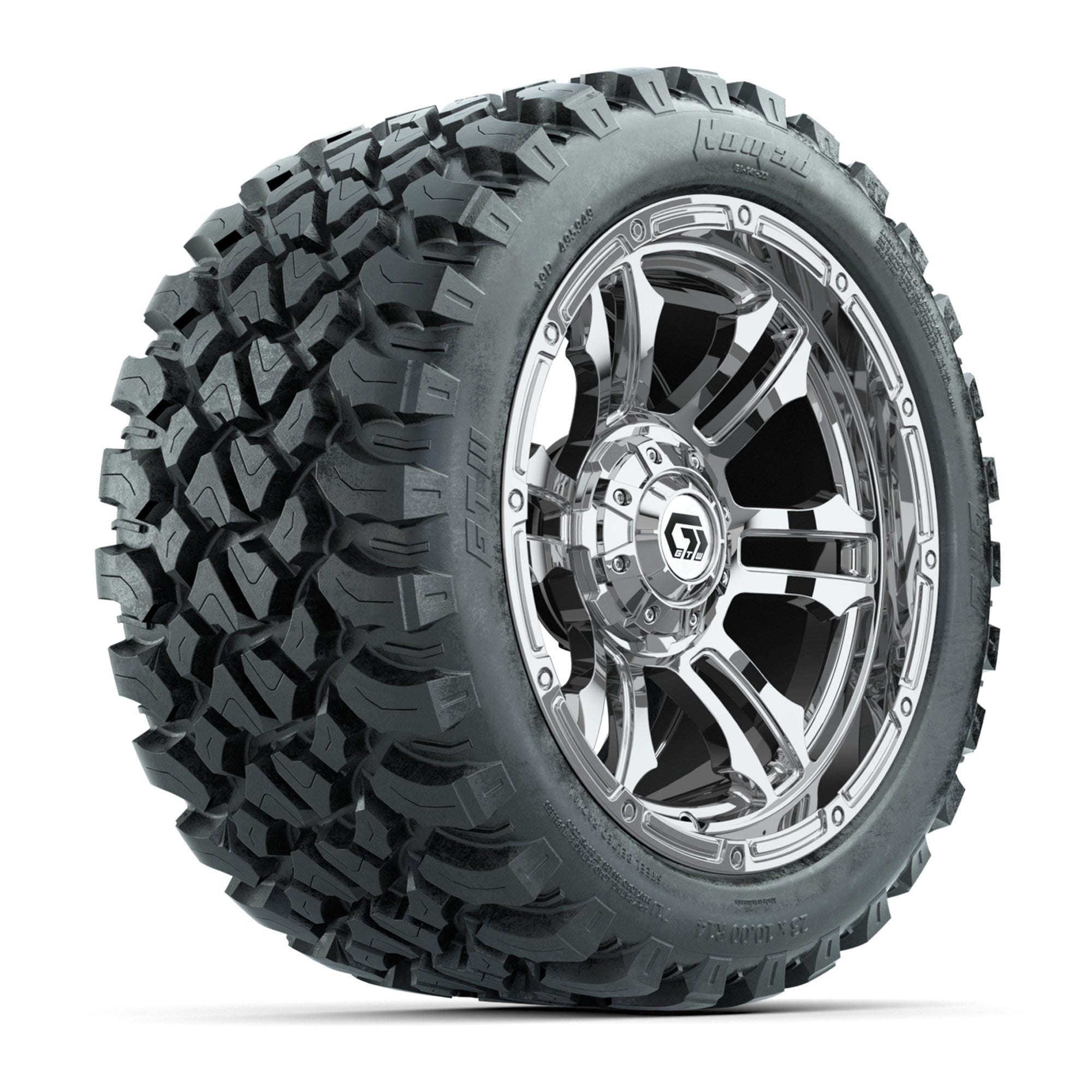 GTW® Shogun Chrome 14 in Wheels with 23X10-R14 Nomad Steel Belt Radial All-Terrain Tires - Full Set