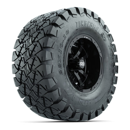 GTW Storm Trooper Black Wheels with 22in Timberwolf Mud Tires - 10 Inch