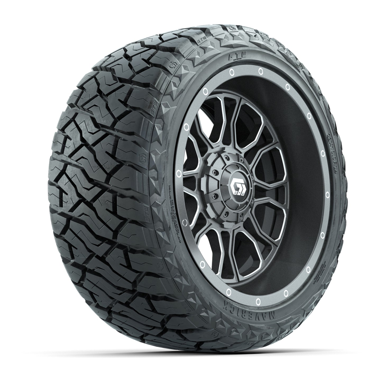 GTW® Volt Gunmetal 14 in Wheels with 23x10-R14 Maverick All-Terrain Tires – Full Set