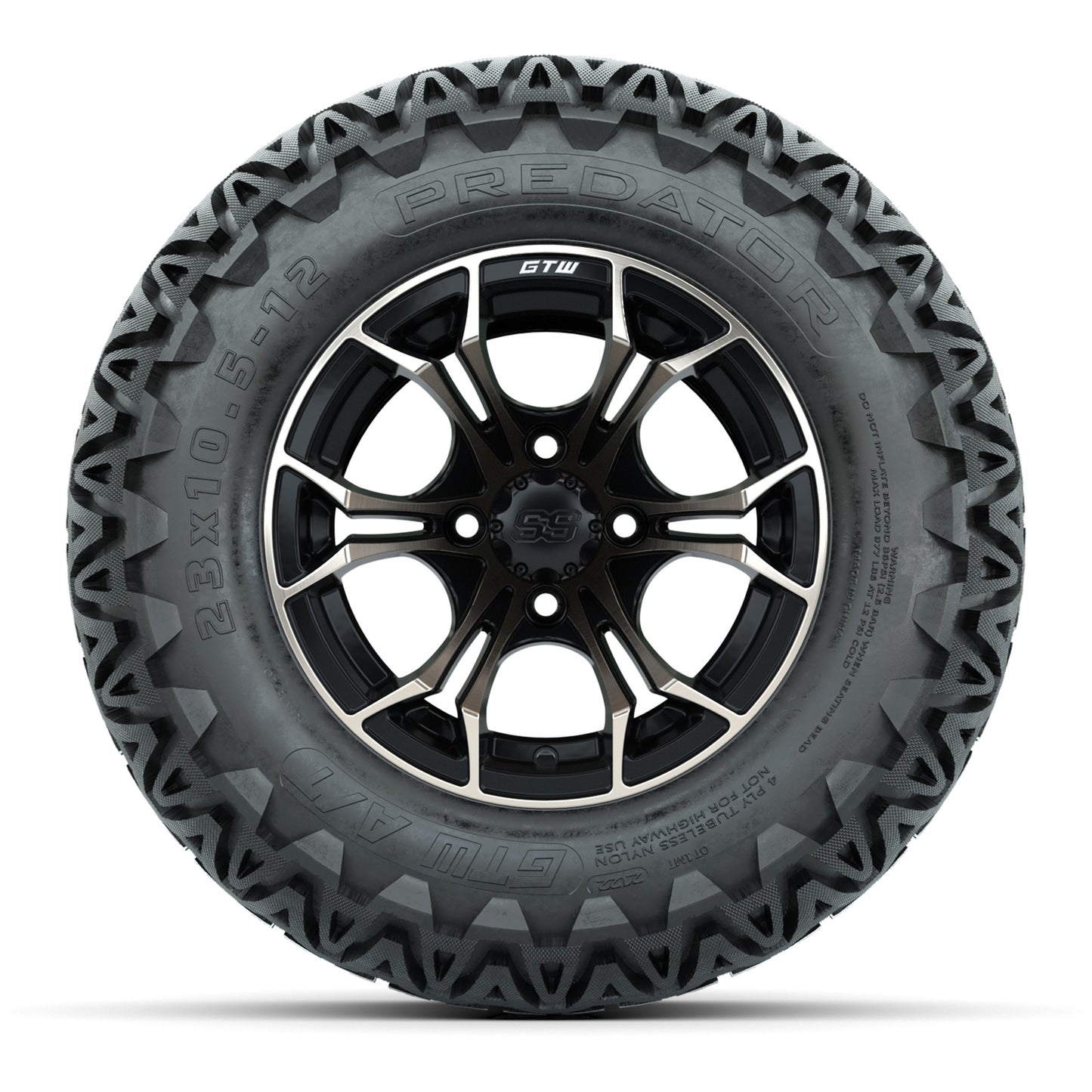 GTW® Spyder Matte Black/Bronze 12 in Wheels with 23X10.5-12 Predator All-Terrain Tires – Full Set