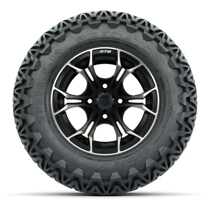 GTW® Spyder Matte Black/Bronze 12 in Wheels with 23X10.5-12 Predator All-Terrain Tires – Full Set