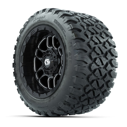 GTW® Titan Black/Machined 12 in Wheels with 20X10-12 Nomad Steel Belt Radial All-Terrain Tires – Full Set