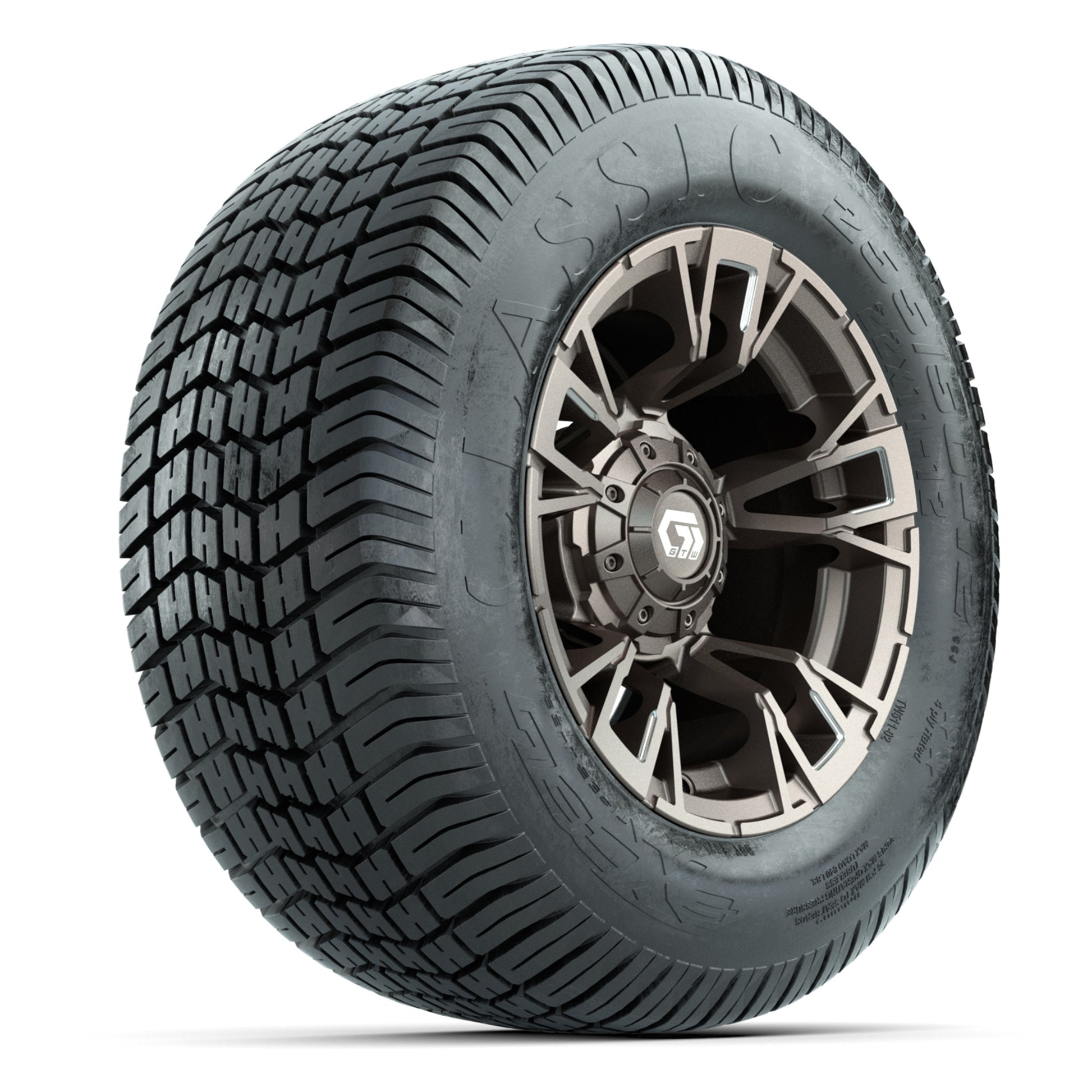 GTW® Vandal Bronze/Machined 12 in Wheels with 255/50-12 Excel Classic Street Tires – Full Set