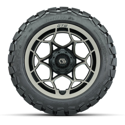GTW® Nexus Gloss Black/Bronze 14 in Wheels with 22x10-14 Timberwolf All-Terrain Tires – Full Set