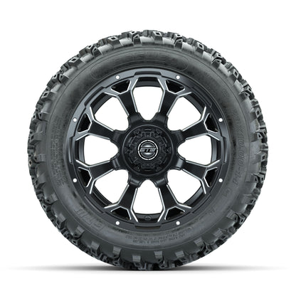 GTW Raven Ball Milled/Matte Black 14 in Wheels with 23x10.00-14 Rogue All Terrain Tires - Full Set