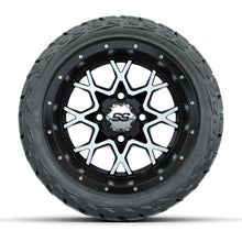 GTW Vortex Matte Black/Machined 12 in Wheels with 215/40-R12 Maverick Low-Profile All-Terrain Tires – Full Set