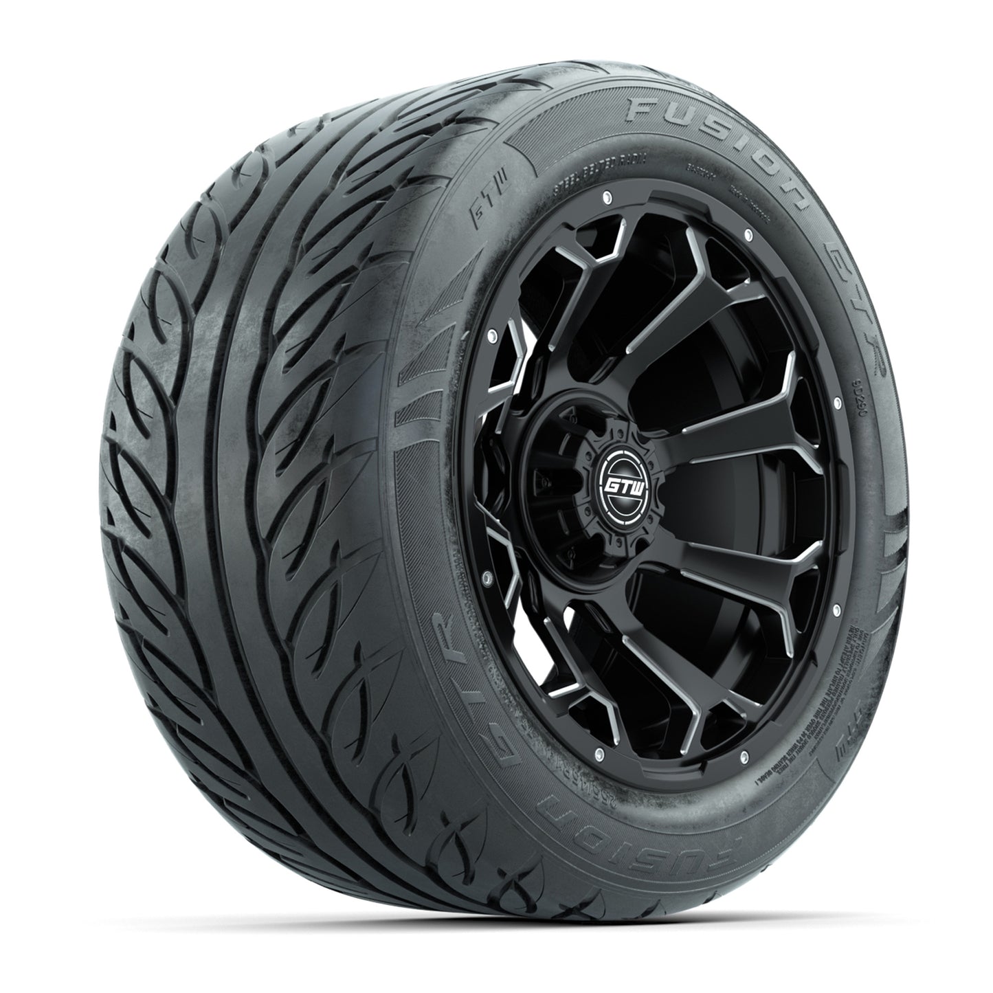 Set of (4) 14 in GTW Raven Wheels with 255/45-R14 Fusion GTR Street Tires