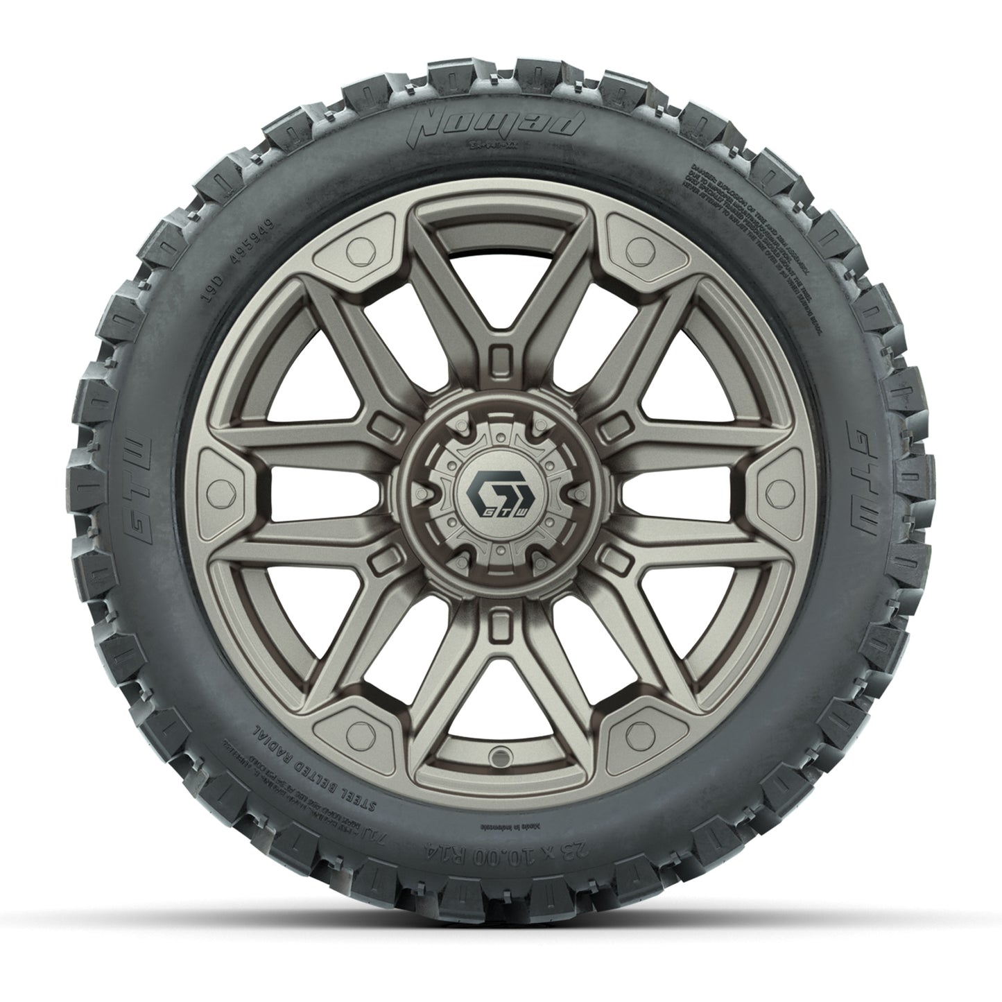 GTW® Graffiti Bronze/Black 14 in Wheels with 23X10-R14 Nomad Steel Belt Radial All-Terrain Tires – Full Set