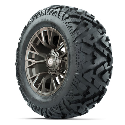 GTW Vandal Bronze/Machined 14 in Wheels with 25x10-14 Barrage Mud Tires – Full Set