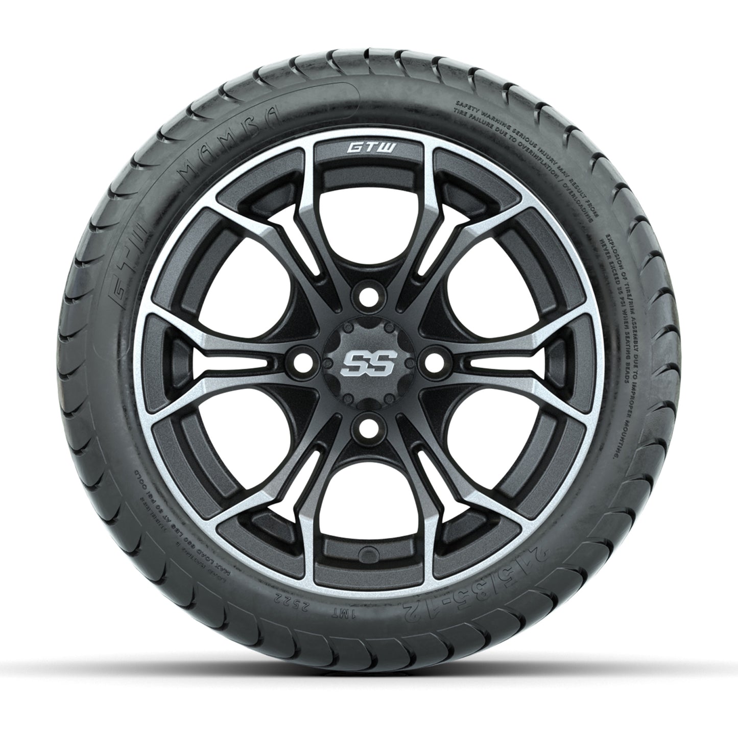 Set of (4) 12 in GTW Spyder Wheels with 215/35-12 GTW Mamba Street Tires