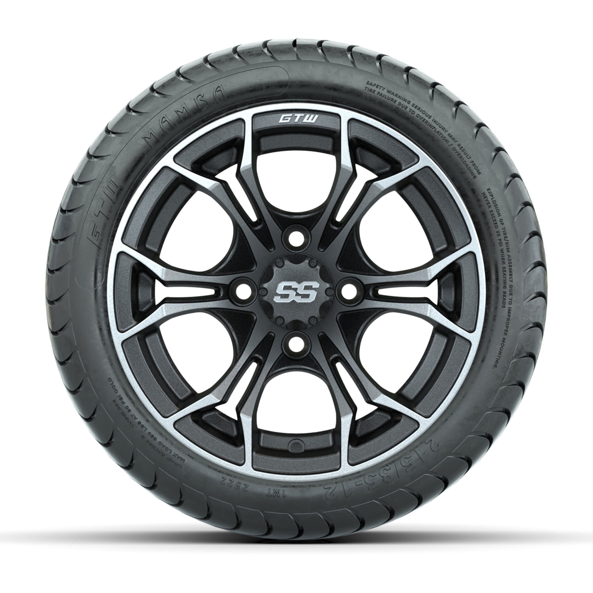 Set of (4) 12 in GTW Spyder Wheels with 215/35-12 GTW Mamba Street Tires