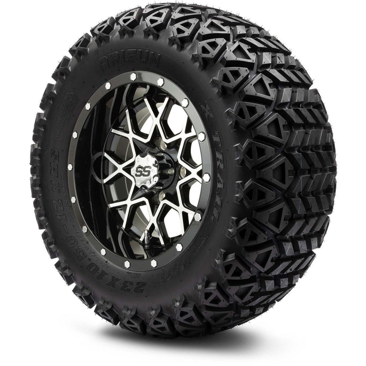MODZ® 12" Vortex Machined Black Wheels & Off-Road Tires Combo