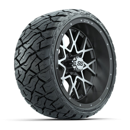GTW® Vortex Matte Gray/Machined 14 in Wheels with 205/35-R14 Maverick Low-Profile All-Terrain Tires - Full Set
