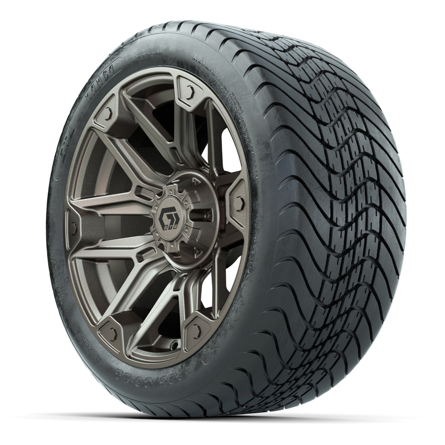 GTW Graffiti Bronze/Black 14 in Wheels with 225/30-14 Mamba Street Tires – Full Set