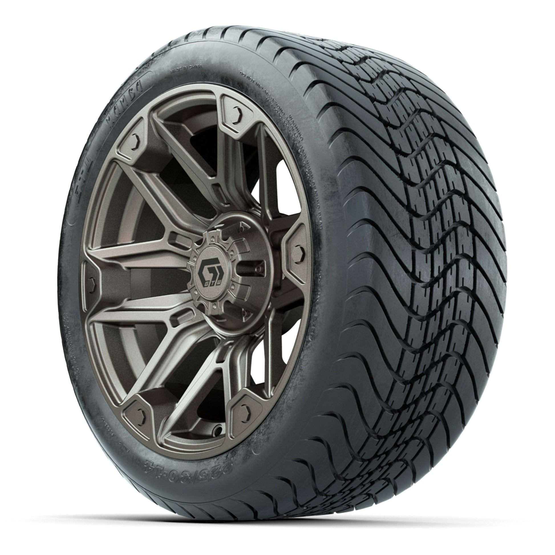 GTW Graffiti Bronze/Black 14 in Wheels with 225/30-14 Mamba Street Tires – Full Set