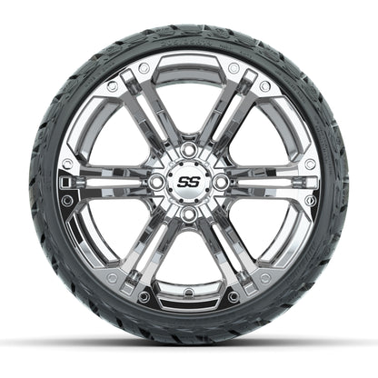 GTW Specter Chrome 14 in Wheels with 205/35-R14 Maverick Low-Profile All-Terrain Tires – Full Set