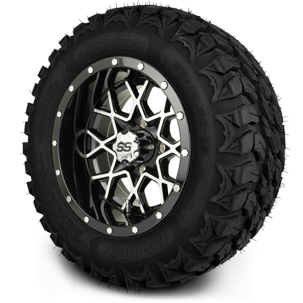 MODZ® 12" Vortex Machined Black Wheels & Off-Road Tires Combo