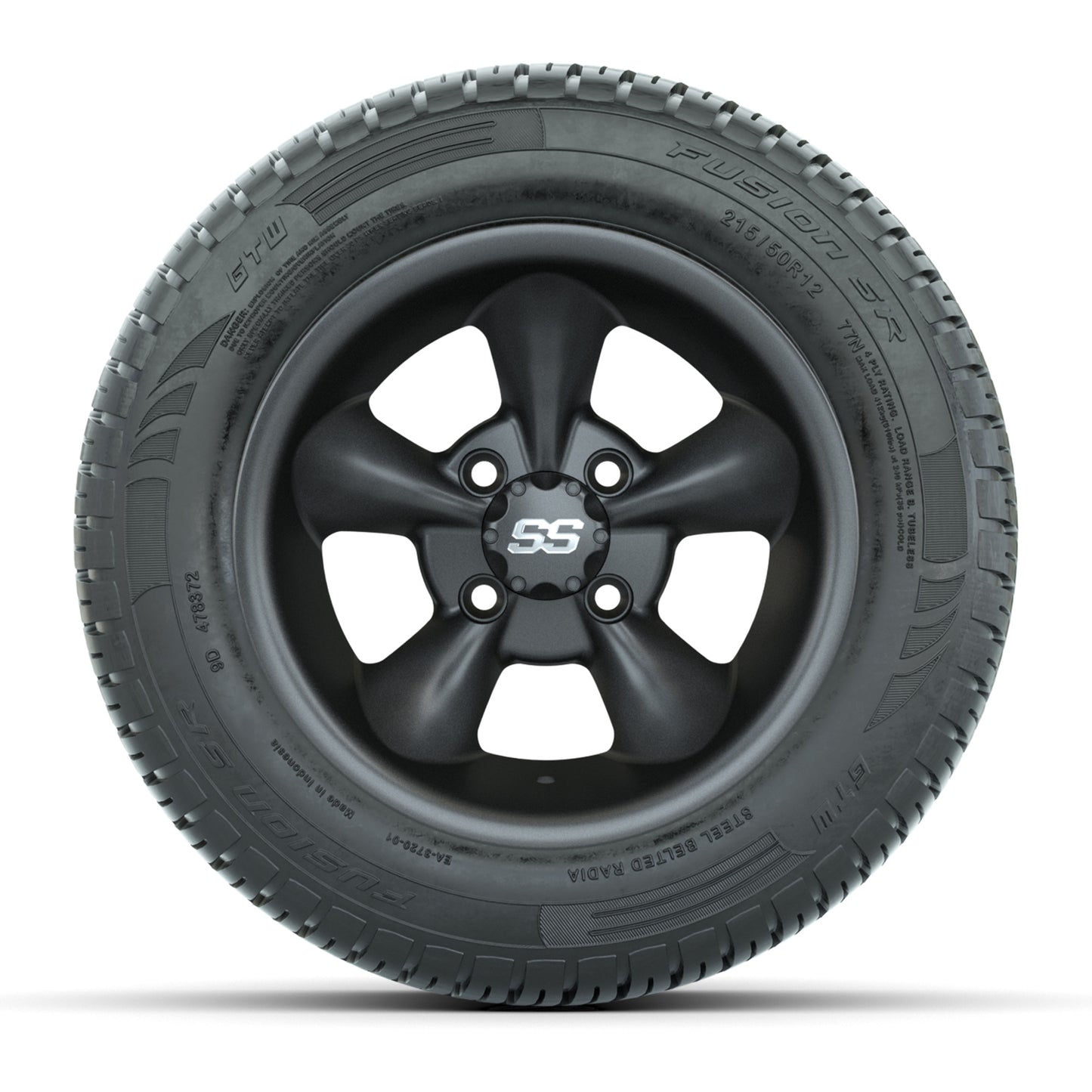 Set of (4) 12 in GTW Godfather Wheels with 215/50-R12 Fusion S/R Street Tires