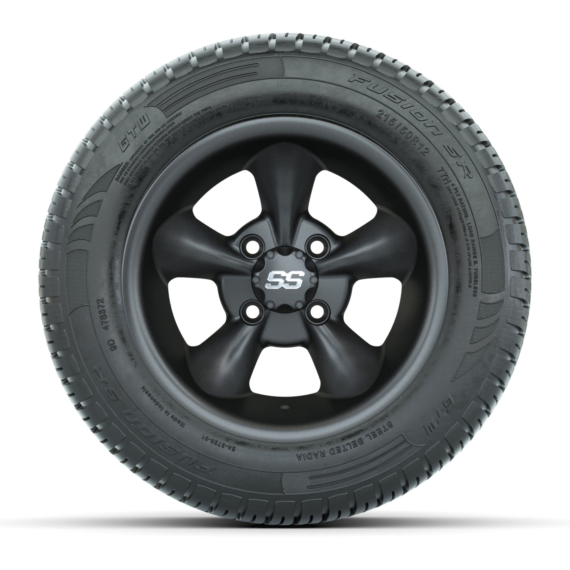 Set of (4) 12 in GTW Godfather Wheels with 215/50-R12 Fusion S/R Street Tires