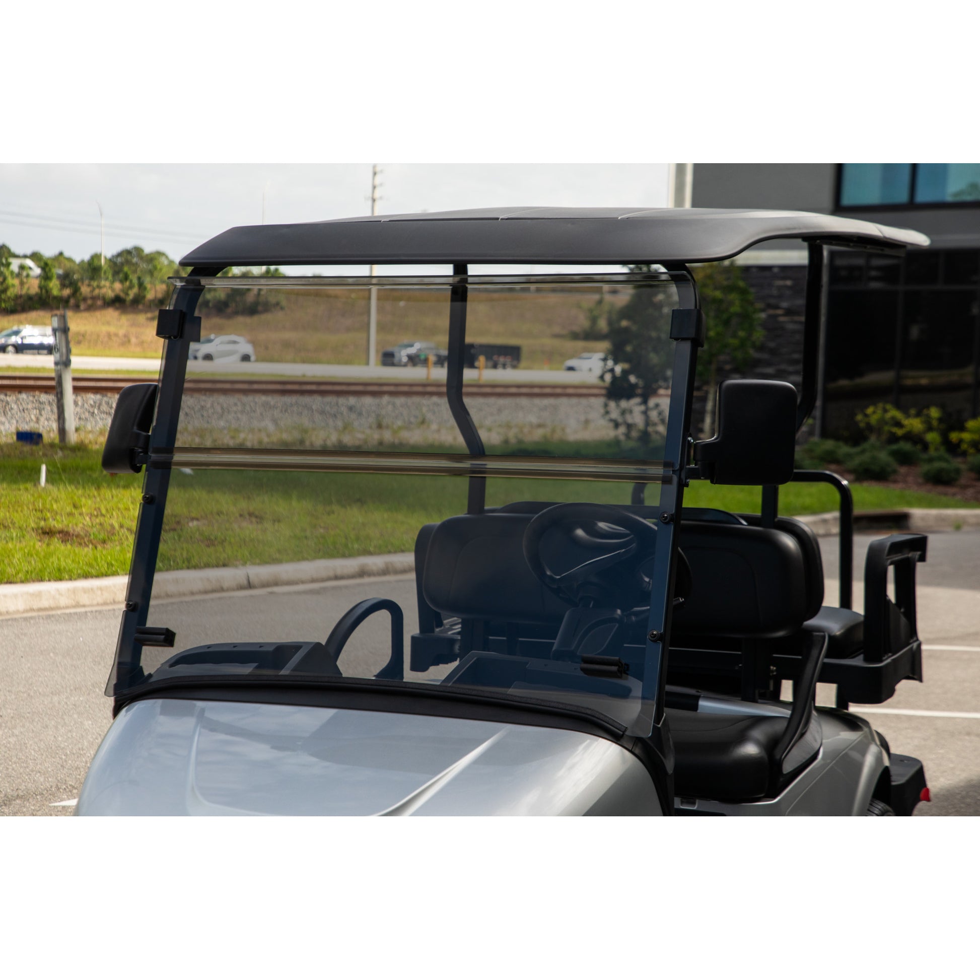 RedDot EZGO RXV with Modular Top Tinted Folding 1/4" Windshield with Rubber Trim (Years 2024-Up)