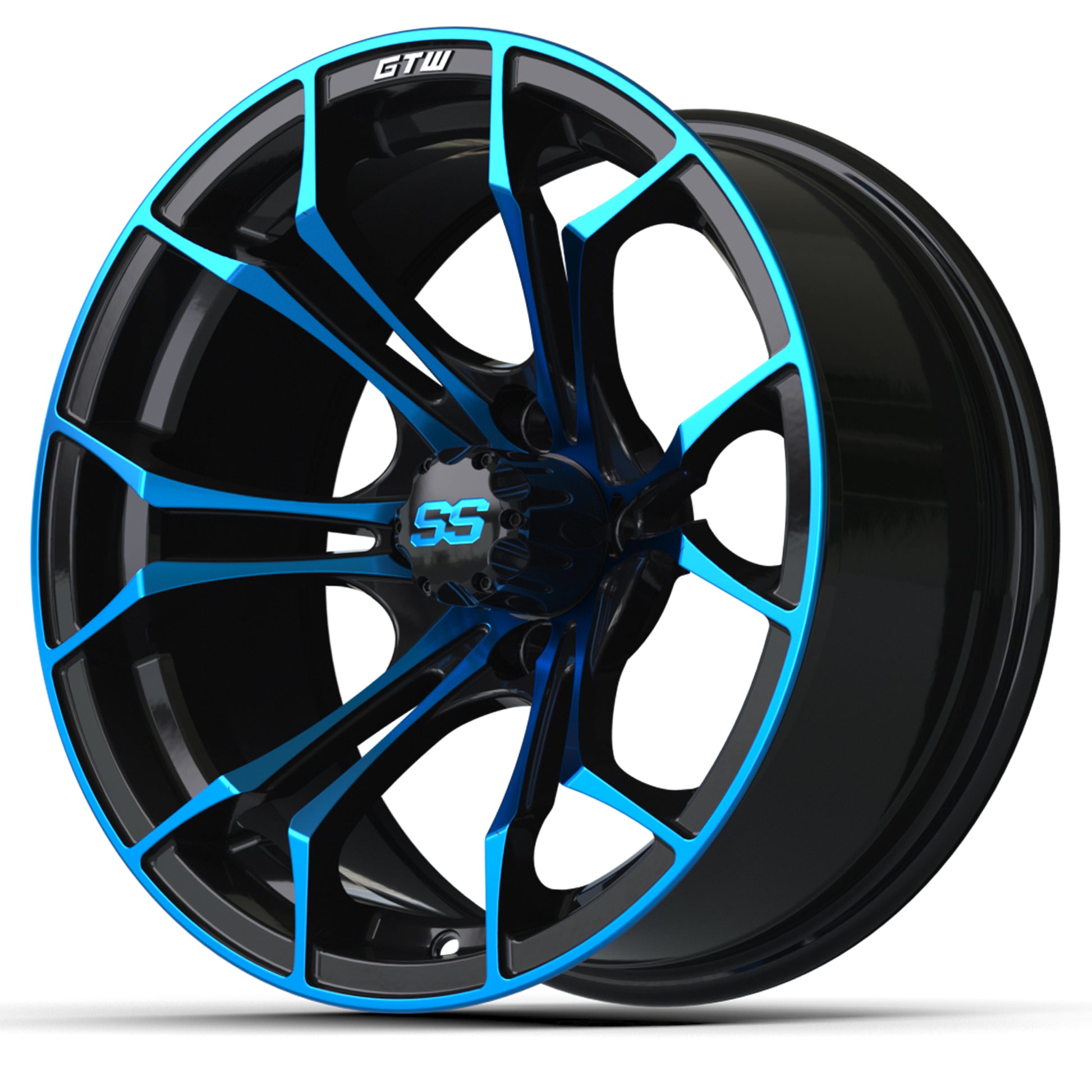 15″ GTW® Spyder Black with Blue Accents Wheel