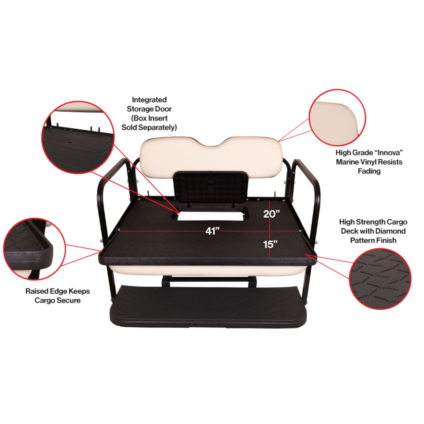 GTW MACH3 Rear Flip Seat for Club Car Precedent, Tempo, & Onward - Gray (Years 2004-Up)