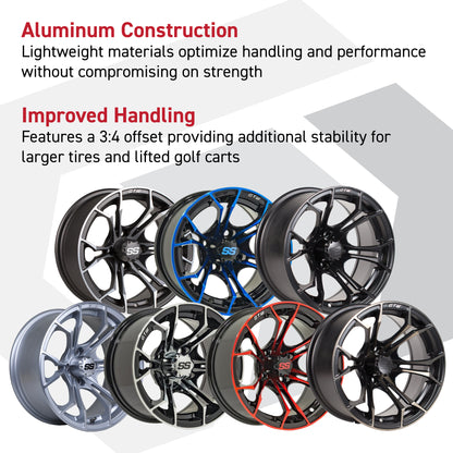 GTW Spyder Silver 10 in Wheels with 22x11.00-10 Rogue All Terrain Tires – Full Set