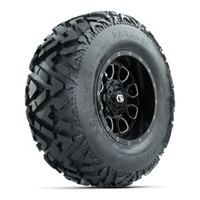 GTW® Volt Black/Machined 12 in Wheels with 25X10-12 Barrage Mud Tires – Full Set