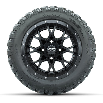 GTW® Vortex 2 Matte Black/Machined 12 in Wheels with 22X11-R12 Nomad Steel Belt Radial All-Terrain Tires – Full Set