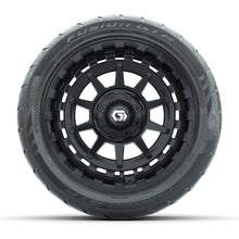 GTW® Barricade Black 14 in Wheels with 225/40-R14 Fusion GTR Steel Belt Radial Street Tires – Full Set