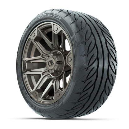 GTW® Graffiti Bronze/Black 14 in Wheels with 225/40-R14 Fusion GTR Steel Belt Radial Street Tires – Full Set