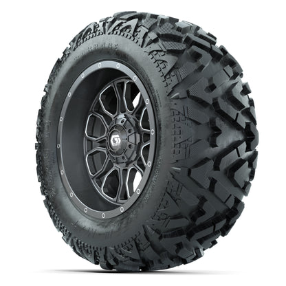 GTW Volt Gunmetal 14 in Wheels with 25x10-14 Barrage Mud Tires – Full Set