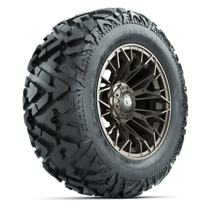 GTW Stellar Matte Bronze 14 in Wheels with 25x10-14 Barrage Mud Tires – Full Set