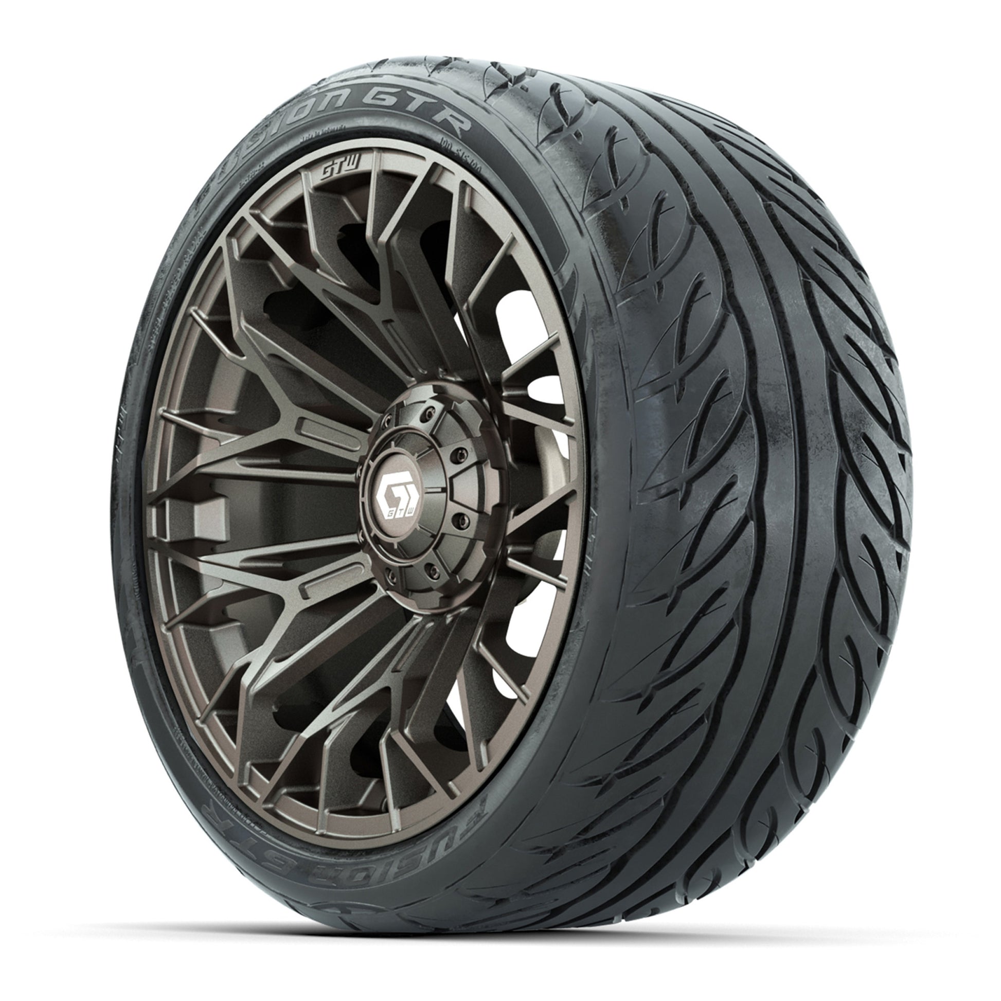 Set of (4) 15 in GTW® Stellar Matte Bronze Wheels with 215/40-R15 Fusion GTR Street Tires